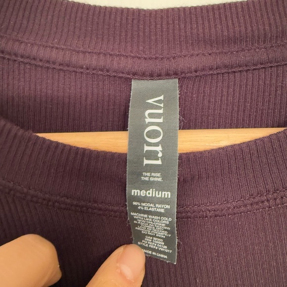 RARE Vuori Energy Tee *Ribbed In Sangria (Chocolate Brown) - Picture 5 of 6